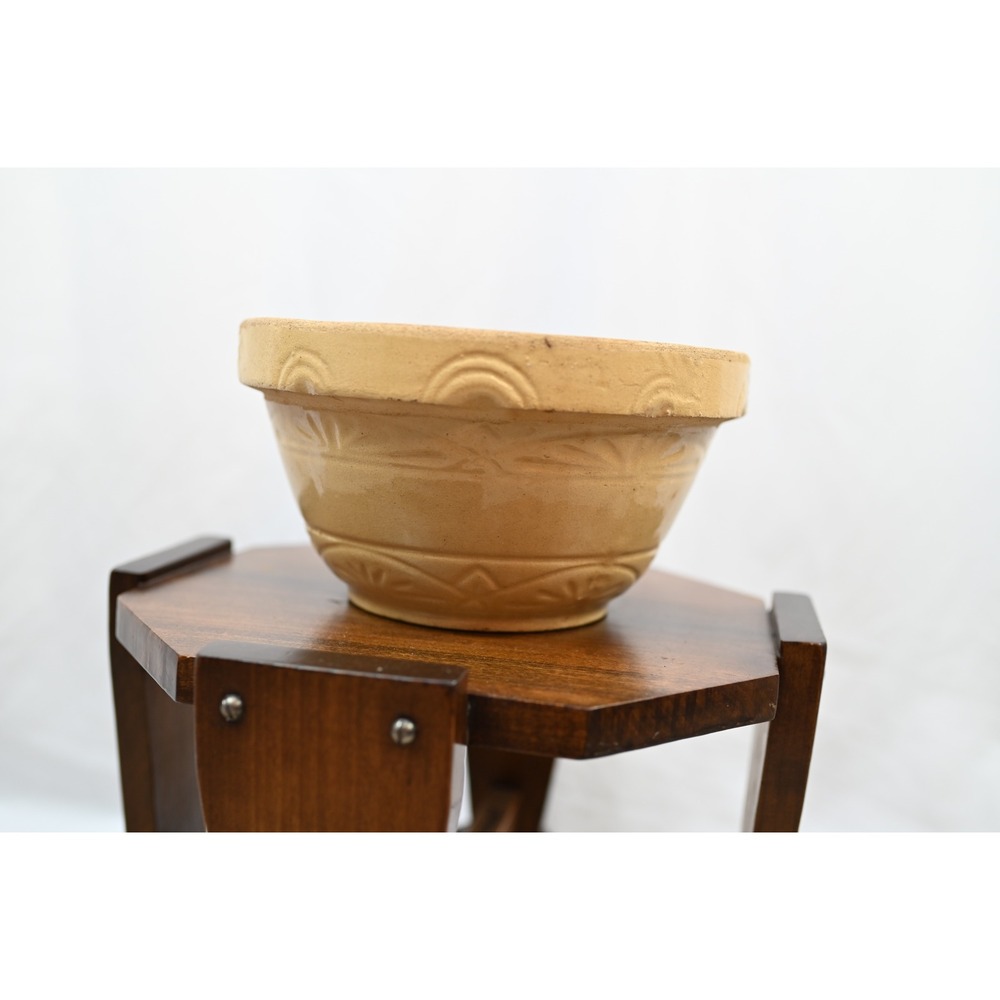 Robinson Ransbottom Yellowware Mixing Bowl 9 Inch RRP Co Roseville Ohio Pottery